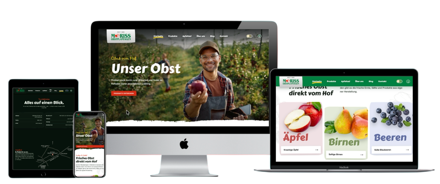 Showcase der Referenzwebsite Moriss Obstplantagen